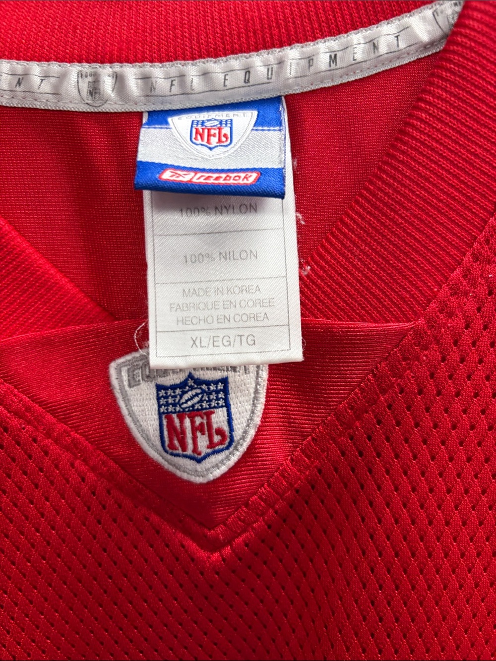 NFL Red Mesh Football Jersey with White NFL Shield - Picture 2 of 6